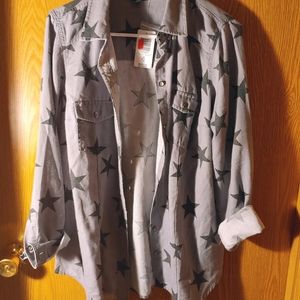 Torrid Taylor Star Print Long Sleeve Button Down